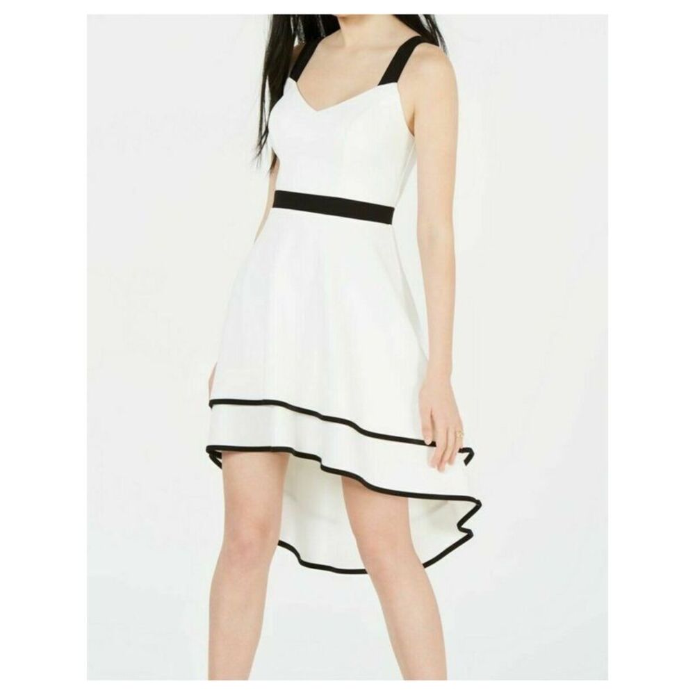 CITY STUDIO Womens Hi-Lo Midi Dress White Fitted Sleeveless Juniors 11